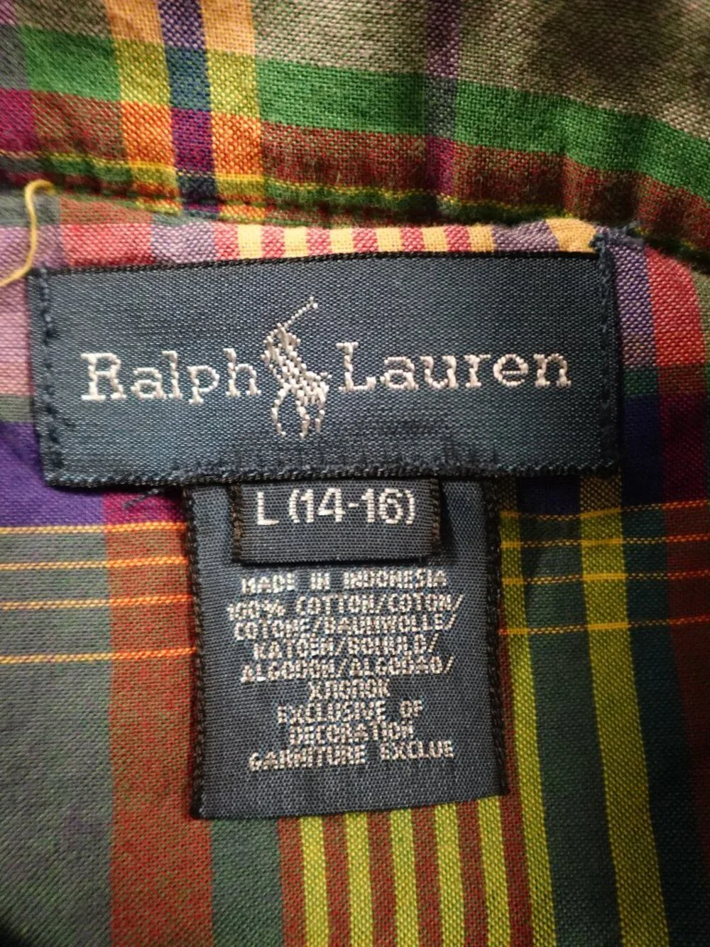 Polo‎ Ralph Lauren Plaid Button Down Shirt Boys Large Green Preppy